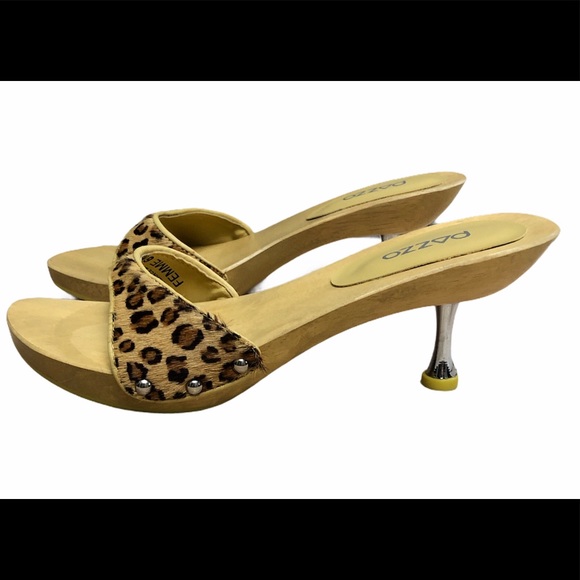 Pazzo Femme Women’s Retro Leather Wood Slide - Picture 4 of 13